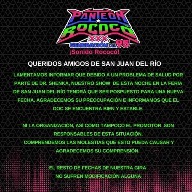 Cancelan Show de Panteón Rococó en Querétaro