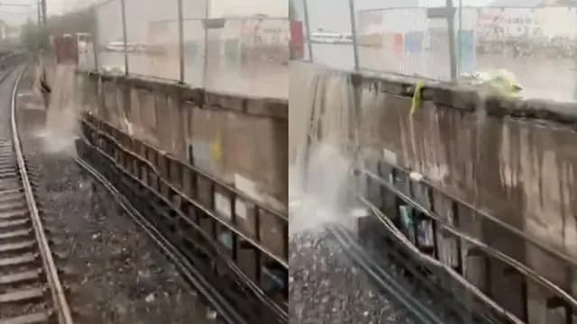 Por fuertes lluvias se inunda Línea A del Metro. Foto: N+