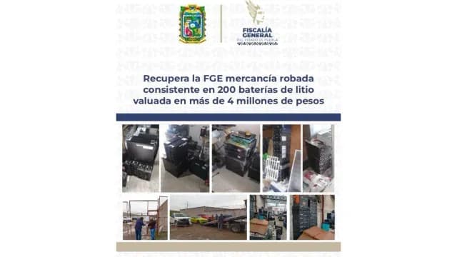 FGE Puebla informa recuperación de baterías de litio