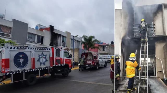 Bomberos sofocaron las llamas de la casa donde fallecieron dos personas. Foto: Facebook SSC Cuautlancingo