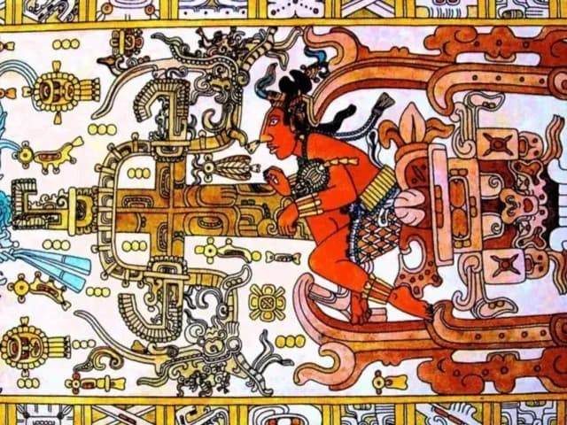 Estela del sarcófago de Pakal El Grande, encontrada en Palenque