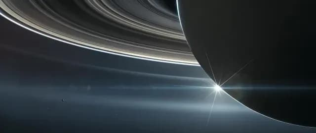 Ilustración de la sonda Cassini acercándose a los anillos de Saturno