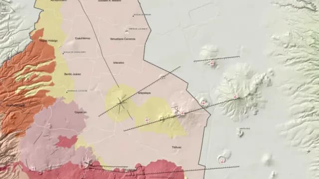Mapa de fallas geológicas al oriente de la Ciudad de México. Fuente: Protección Civil