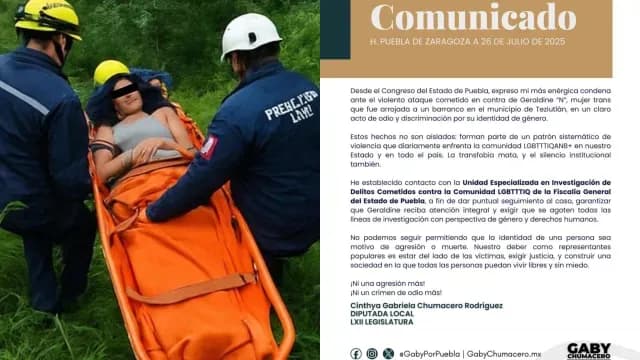 Emiten comunicado por mujer trans que fue arrojada a un barranco en Puebla. Foto: Gaby Chumacero
