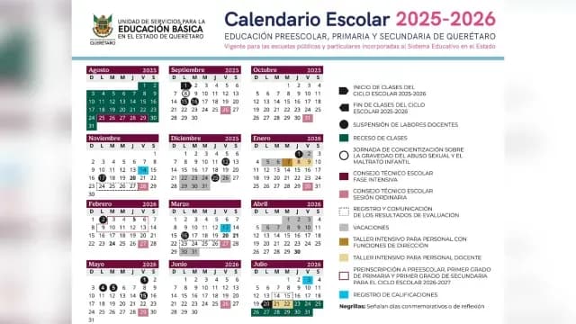 Ajustan el Calendario Escolar 2025-2026 en Querétaro