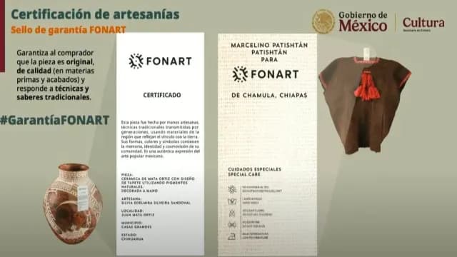 Así lucirán los certificados que tendrán las artesanías mexicanas. Foto: Gobierno de México