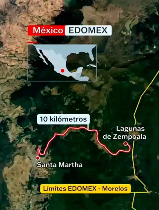 Ruta de 10 kilómetros entre Santa Martha, Ocuilan, y los límites con Morelos