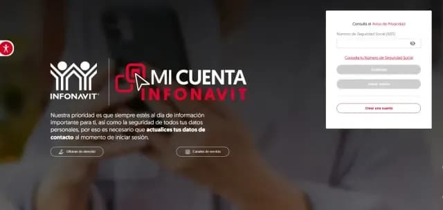 Así luce el portal del Infonavit, donde puedes solicitar el nuevo modelo de crédito T100. Foto: Infonavit