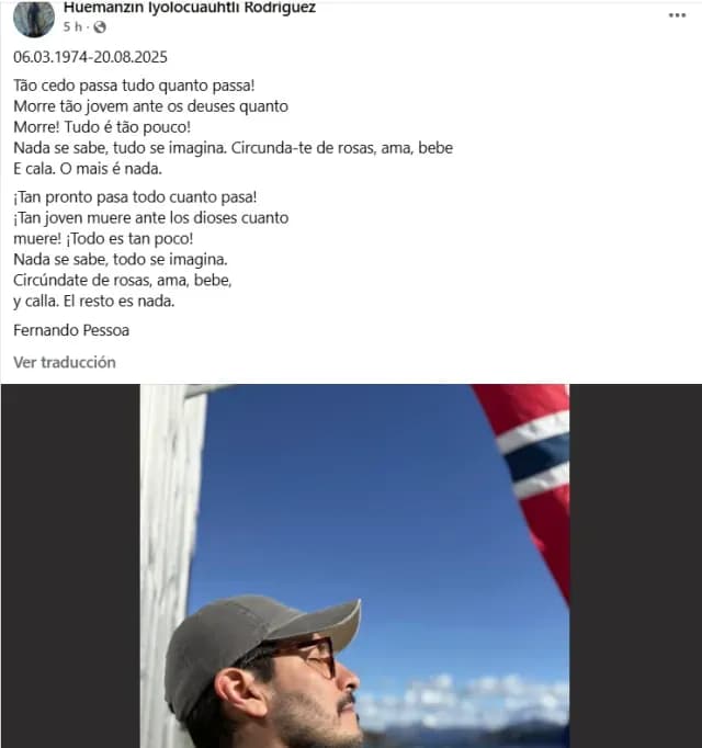 Así dieron a conocer la muerte de Huemanzin Rodríguez