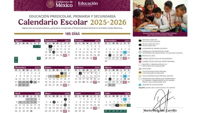 Este es el nuevo Calendario Escolar 2025-2026 de la SEP. Foto: Gobierno de México