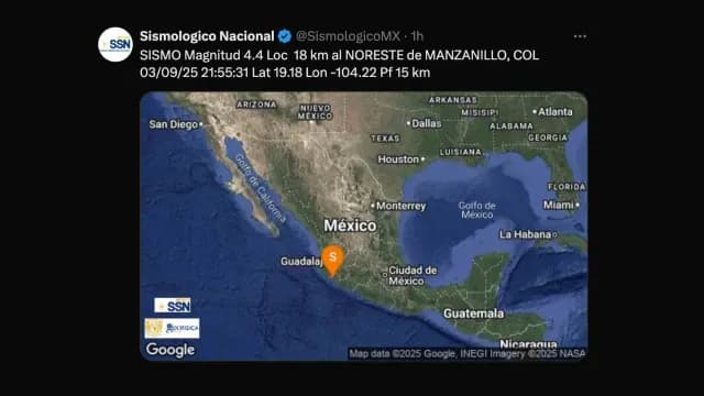 El movimiento fue perceptible en la costa sur de Jalisco. Foto: X @SismologicoMX