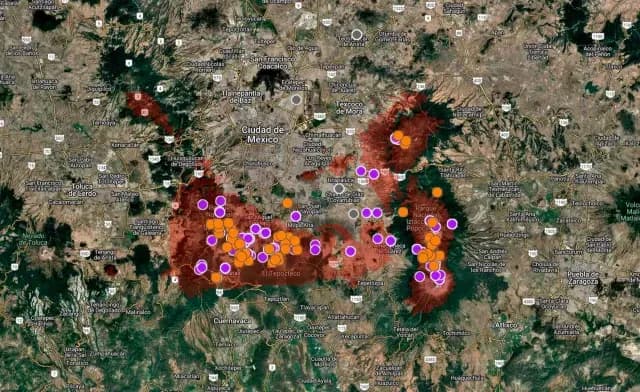 Mapa que muestra las zonas donde se ha avistado el teporingo