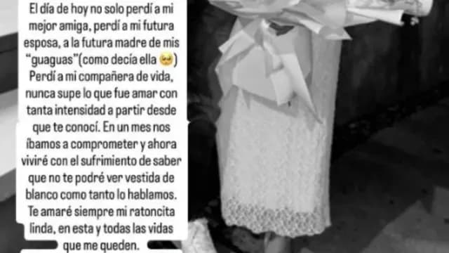 Mensaje del novio de Ana Daniela en redes sociales.