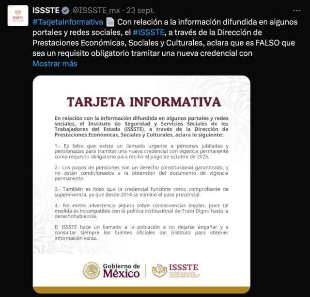 Credencial Pensionado ISSSTE 2025