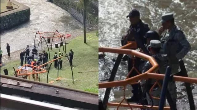 Hallazgo de un cuerpo flotando en el río Orizaba generó la movilización de las autoridades. Foto: X | @virales_mex