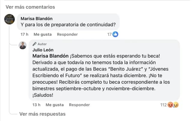 Julio León Pago Beca Benito Juárez Octubre 2025