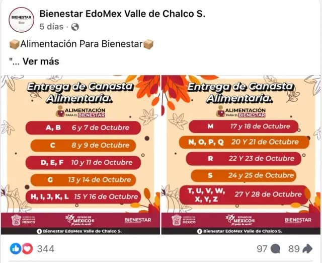 Calendario Canasta Alimentaria