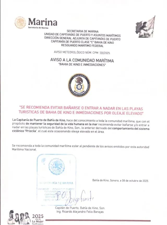 Cierran playa de Bahía de Kino