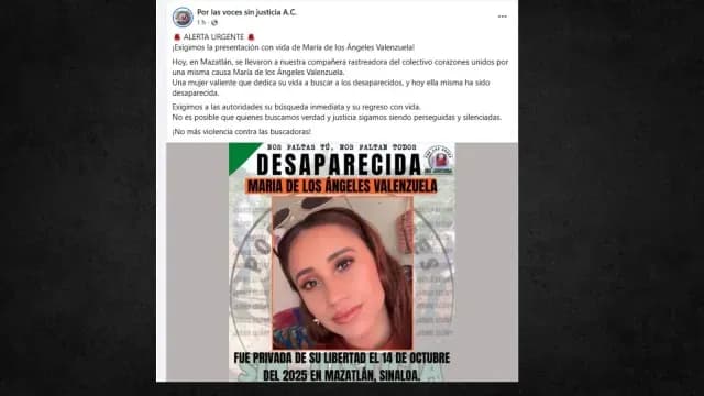 Buscan a María de los Ángeles Valenzuela. Foto: Facebook