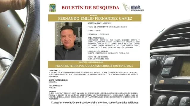 Fernando Emilio perdió comunicación mientras trabajaba como chofer. Foto: Fiscalía de Puebla