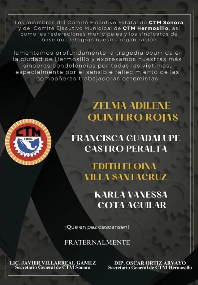 Comunicado de la CTM en Sonora