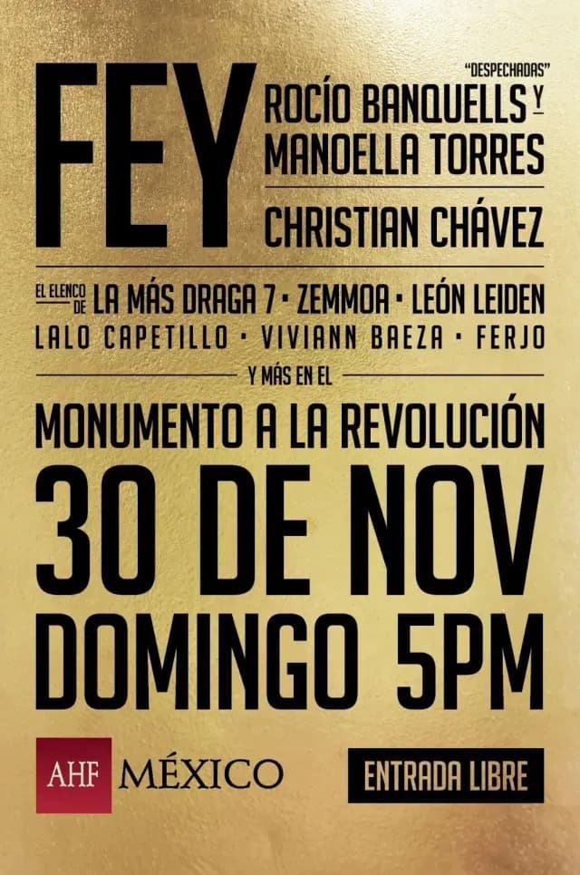 Cartel del concierto del 30 de noviembre en el Monumento a la Revolución