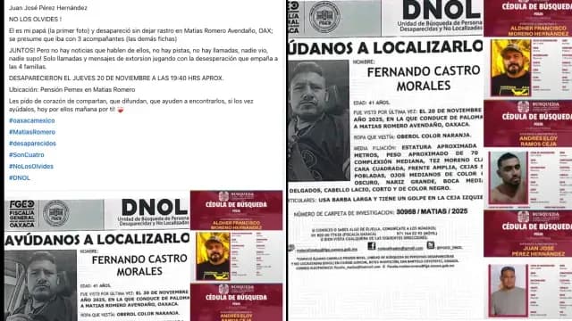Publicación en redes de presunta hija de desaparecido