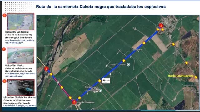 Ruta de Camioneta cn Explosivos. Foto: Fiscalía de Michoacán