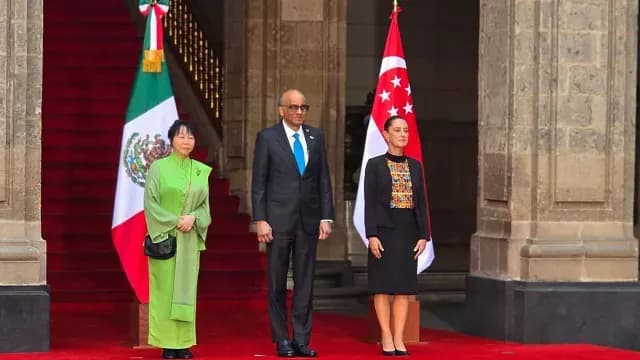 Bienvenida oficial del presidente de Singapur, Tharman Shanmugaratnam, en México. Foto: N+