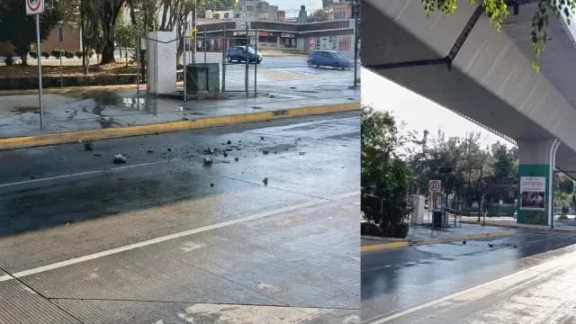 Por segunda vez cayeron partes de las ballenas del puente vehicular. Foto: N+