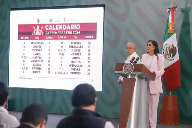 Ariadna Montiel Reyes muestra el calendario de pagos de enero 2024