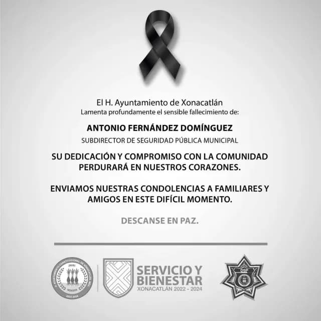 A través de facebook se confirmó el deceso del mando policiaco.