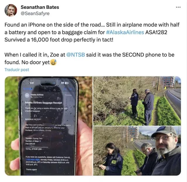 Celular iPhone fue recuperado intacto después de caer de avión