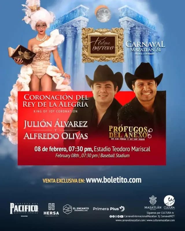 Anuncio del Carnaval de Mazatlán 2024