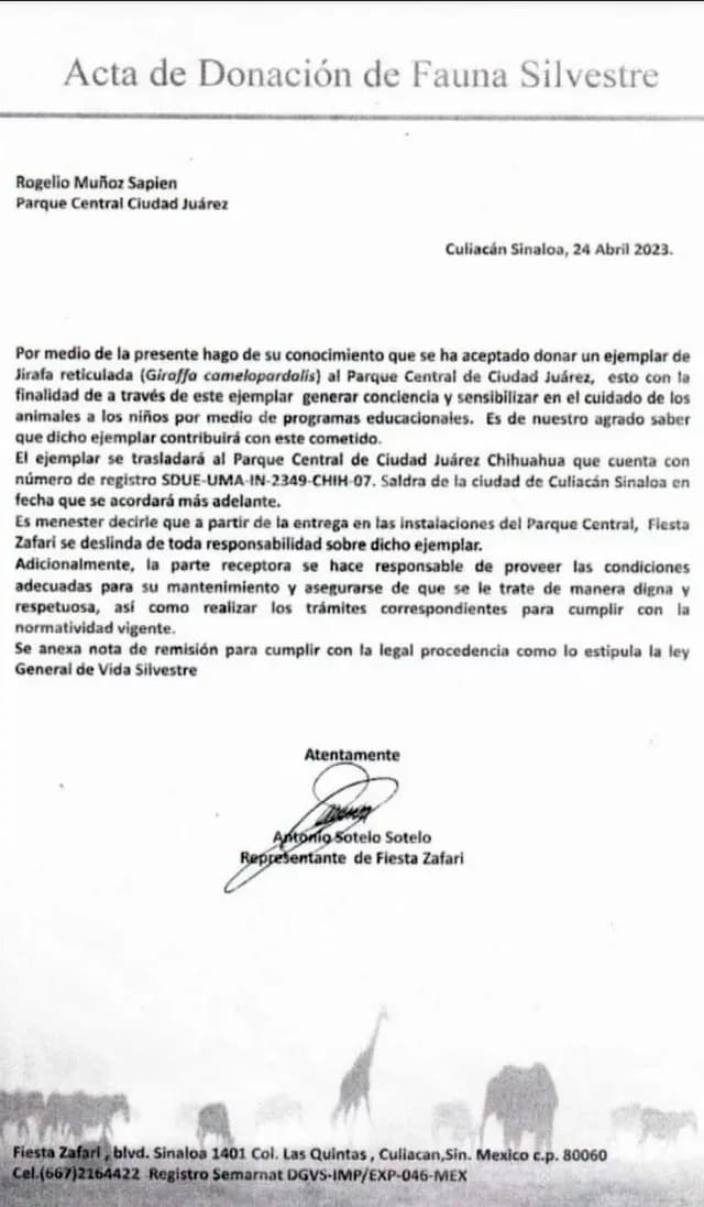 Acta de Donación que marcó el comienzo de la nueva vida de Benito