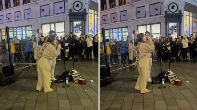 Frida Guzmán, nieta de Joaquín Guzmán Loera ‘El Chapo’, cantando en la calle