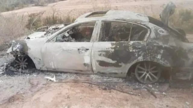Carro calcinado localizado el pasado 7 de marzo en Valle de Mexicali. Foto: N+