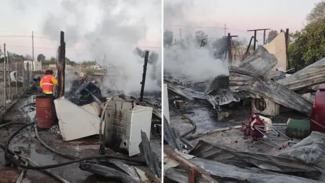 Daños totales en incendio del ejido Mexquital en Valle de Mexicali. Foto: N+