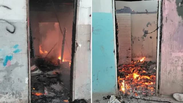 Así lucieron algunas habitaciones tras el incendio en la vivienda en Valle de Mexicali. Foto: N+