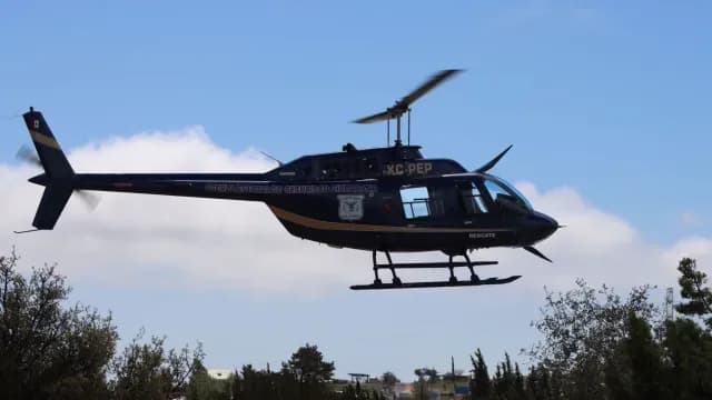 Sobrevuelo de helicóptero en el poblado de La Rumorosa, Baja California. Foto: SSCBC