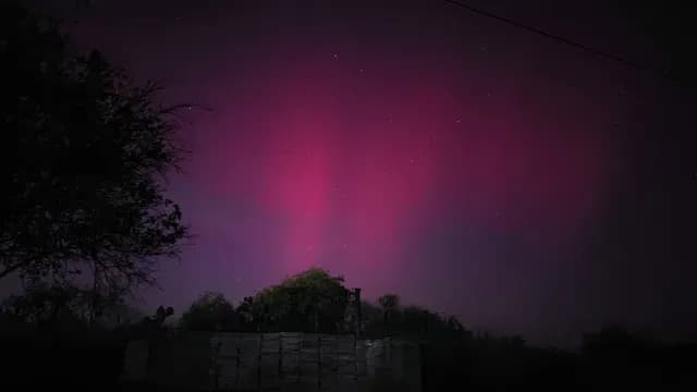 Aurora boreal, en Ciudad Obregón, Sonora, México