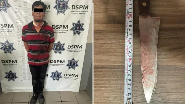 Lloan Enrique “N” detenido por intentar matar a su madre en Valle de Mexicali. Foto: DSPM