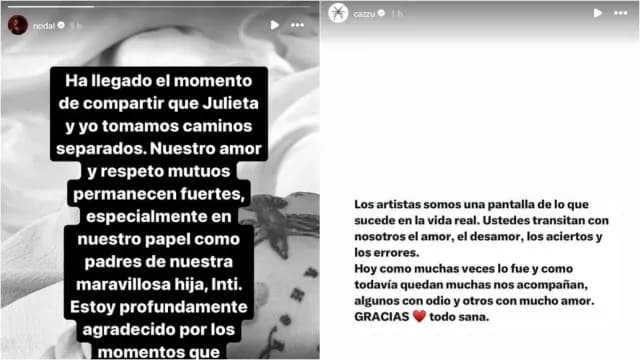 Mensajes de Christian Nodal y Cazzu que anuncian su ruptura