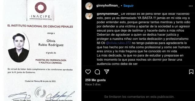 Ginny Hoffman elogió a su abogada