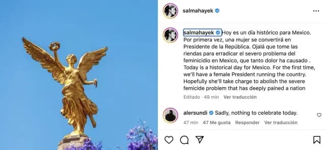 Salma Hayek habla sobre la primera presidenta de México