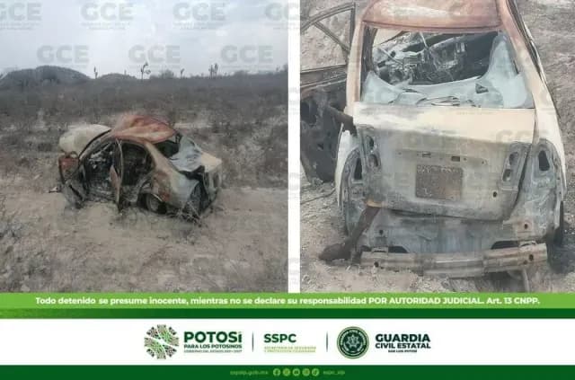 Encuentran Restos de Cuerpo Humano en un Carro Calcinado. Foto: Guardia Civil Estatal