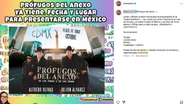 Rumores de conciertos de Prófugos del Anexo en Plaza de Toros CDMX 2024