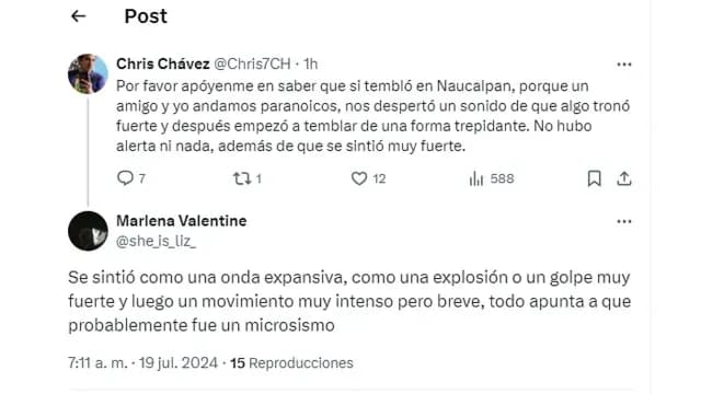 En redes sociales, usuarios informaron que se escuchó como que "algo tronó". Foto: X @Chris7CH