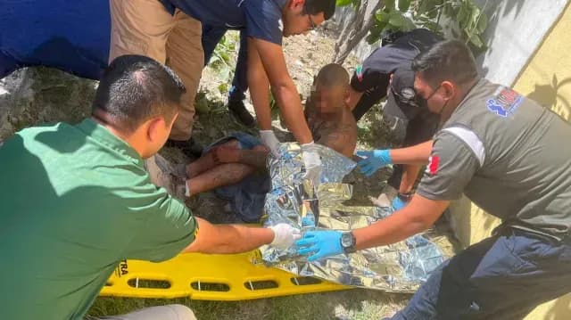 El hombre identificado como 'Oscar', recibió la atención de paramédicos voluntarios. Foto: X @Noticias_Tams