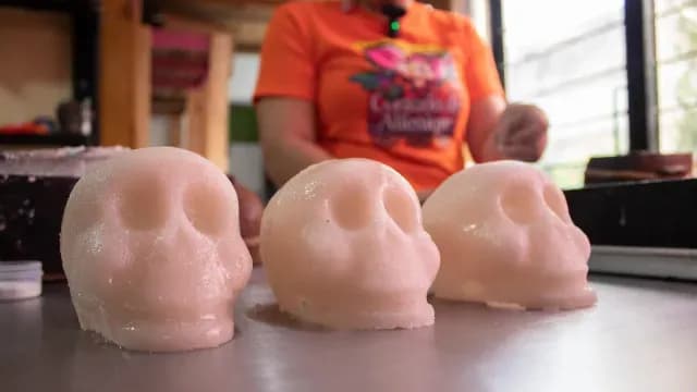 Así es el proceso de elaboración de calaveras de azúcar. Foto: Gobierno del Edomex